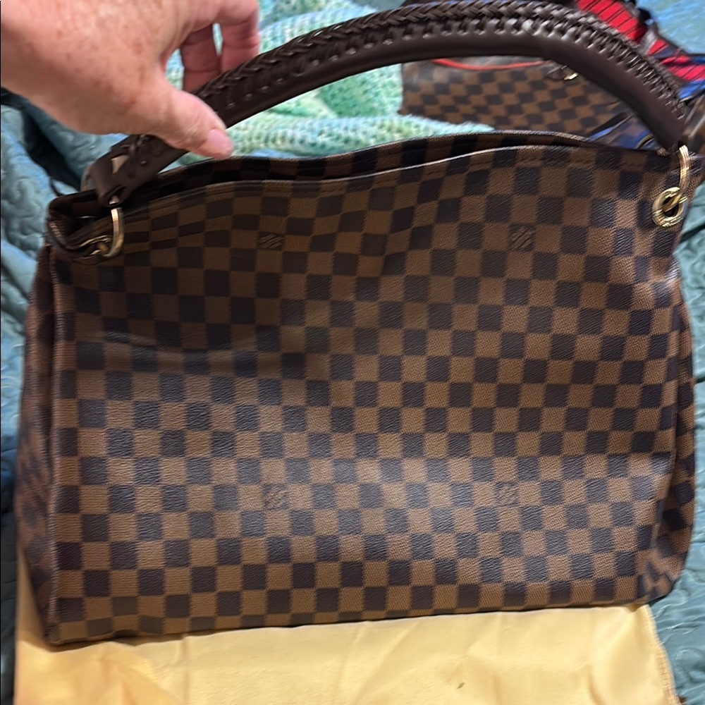 Brown Checkered Handbag
